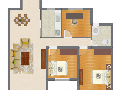 3室2厅 67.48平米户型图