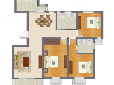 3室2厅 136.94平米户型图