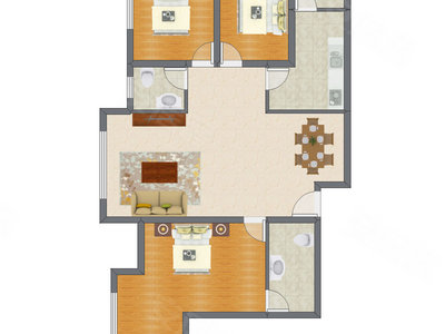 3室2厅 89.55平米