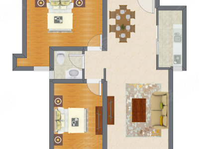2室2厅 96.94平米户型图