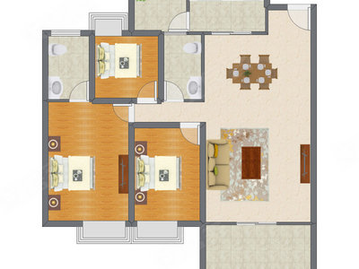 3室2厅 114.78平米户型图