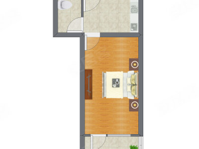 1室0厅 39.69平米户型图