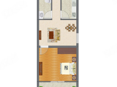 1室2厅 42.22平米