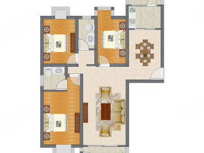 3室2厅 121.30平米户型图