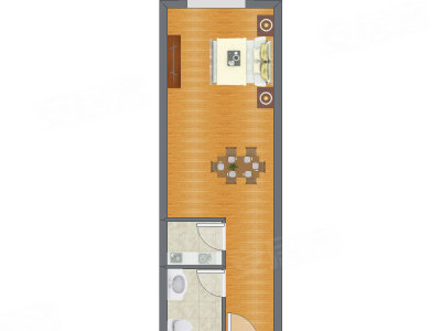 1室0厅 43.25平米户型图