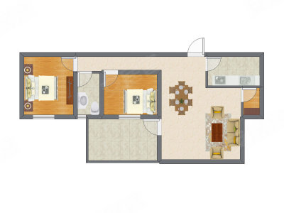 2室2厅 59.50平米