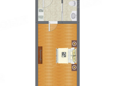 1室0厅 45.47平米户型图