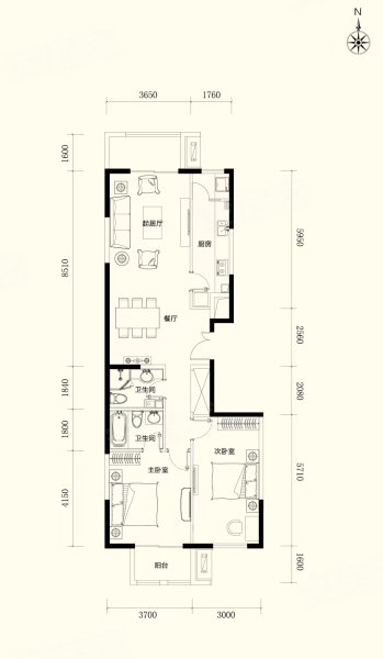 紫金印象(新房)2室2厅2卫130㎡南1817万