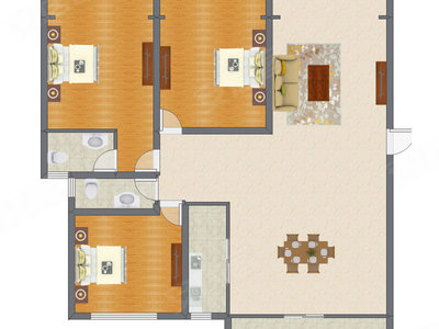 3室2厅 136.56平米户型图