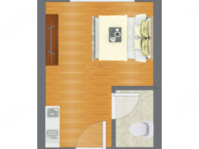 1室0厅 25.85平米户型图