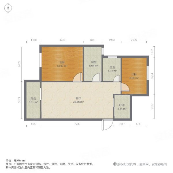 城开新都雅苑(二期)3室2厅1卫101.26㎡南北188.8万