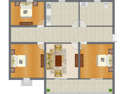 3室1厅 124.63平米户型图
