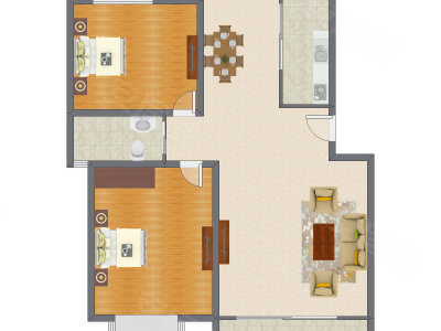 2室2厅 97.15平米户型图