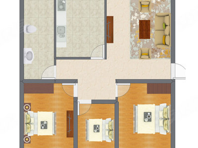 3室2厅 72.39平米