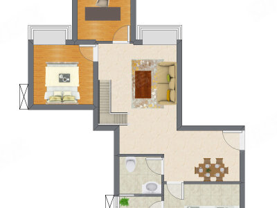 2室2厅 65.23平米