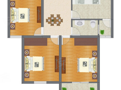 3室1厅 79.00平米