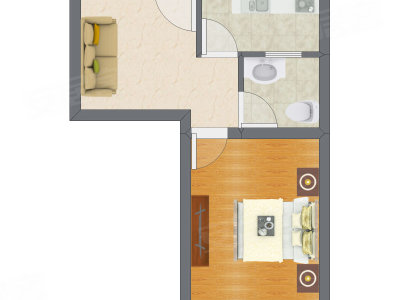 1室1厅 50.35平米户型图