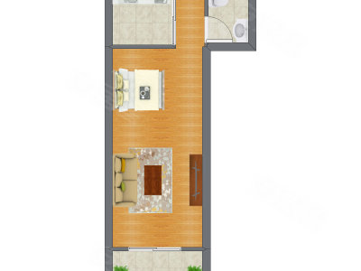 1室1厅 38.70平米户型图