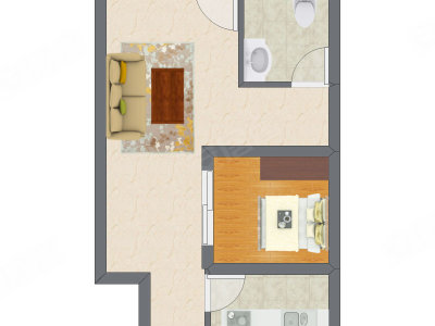 1室1厅 31.26平米户型图