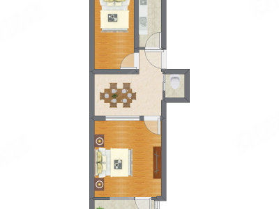 2室1厅 54.11平米户型图