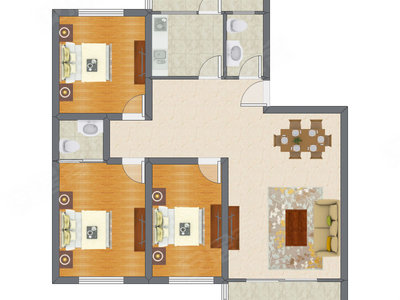 3室2厅 123.60平米