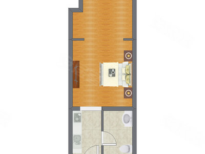 1室0厅 52.61平米户型图