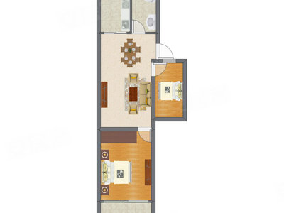 2室1厅 69.52平米