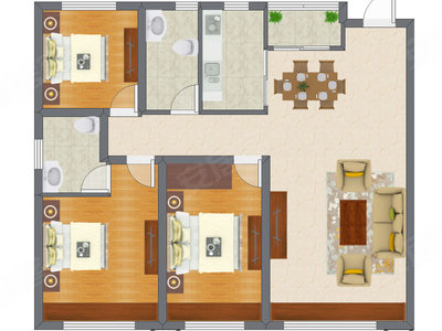 3室2厅 118.76平米