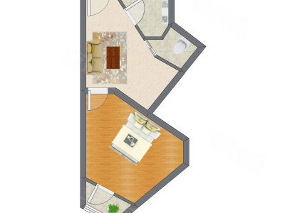 1室1厅 47.55平米