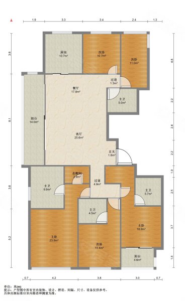 保利滨江上品   边套 215方 5房4卫,大横厅