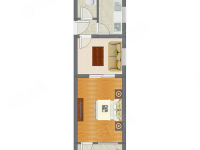 1室1厅 51.67平米户型图