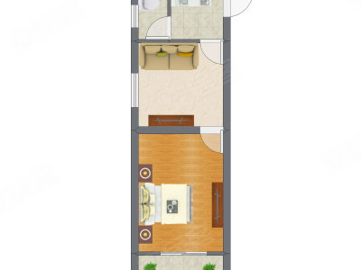 1室1厅 39.44平米户型图