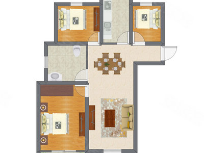 3室1厅 99.23平米