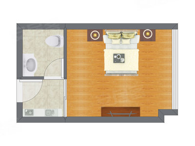 1室0厅 38.46平米户型图