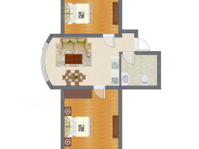 2室2厅 75.46平米