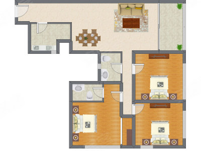 3室2厅 168.14平米
