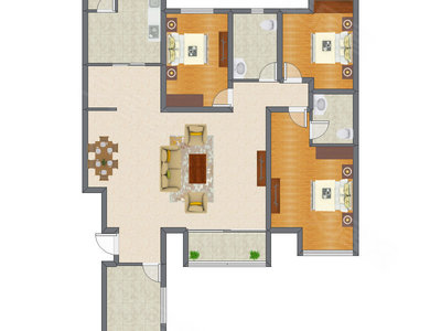 3室2厅 157.61平米户型图