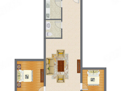 2室1厅 95.15平米
