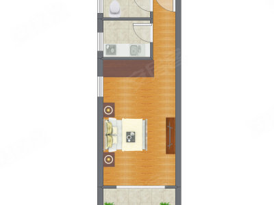 1室0厅 44.15平米户型图