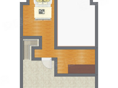 1室1厅 38.40平米