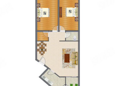 2室2厅 99.50平米户型图