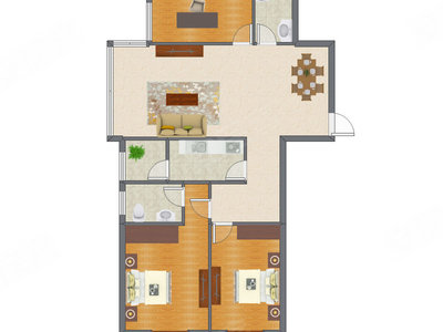 3室2厅 134.22平米
