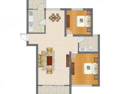 2室2厅 114.21平米户型图