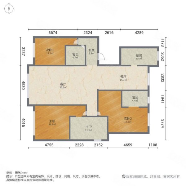 首府公馆二期3室2厅2卫246.5㎡南北440万