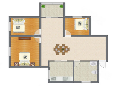 3室1厅 83.32平米