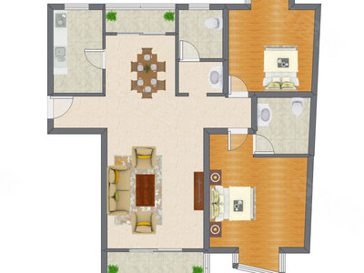 2室2厅 127.87平米