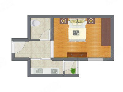 1室0厅 40.57平米户型图