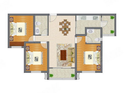 3室2厅 95.53平米户型图