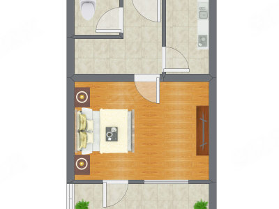 1室0厅 41.93平米户型图