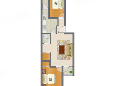 2室1厅 45.42平米户型图